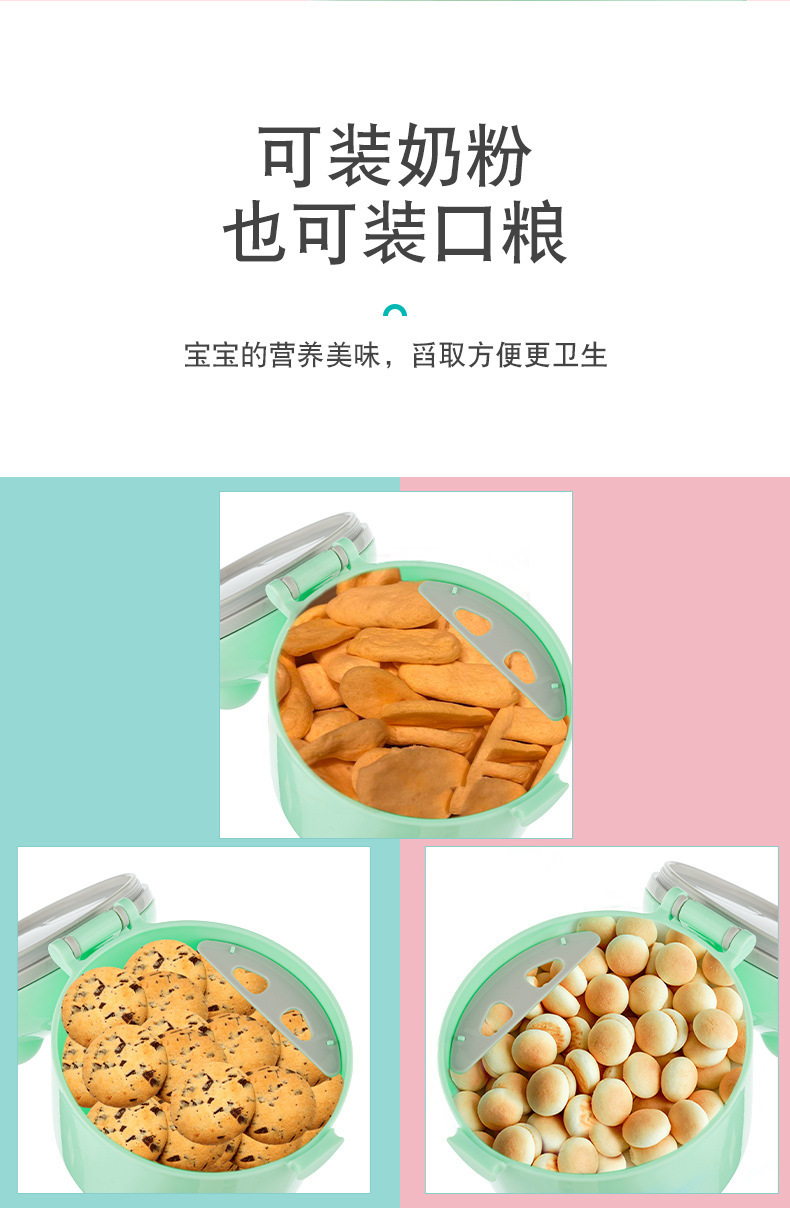 Wholesale large-sized cartoon milk powder boxes, single-layer large-capacity portable milk powder boxes, baby food boxes, snack boxes with spoons pic 6