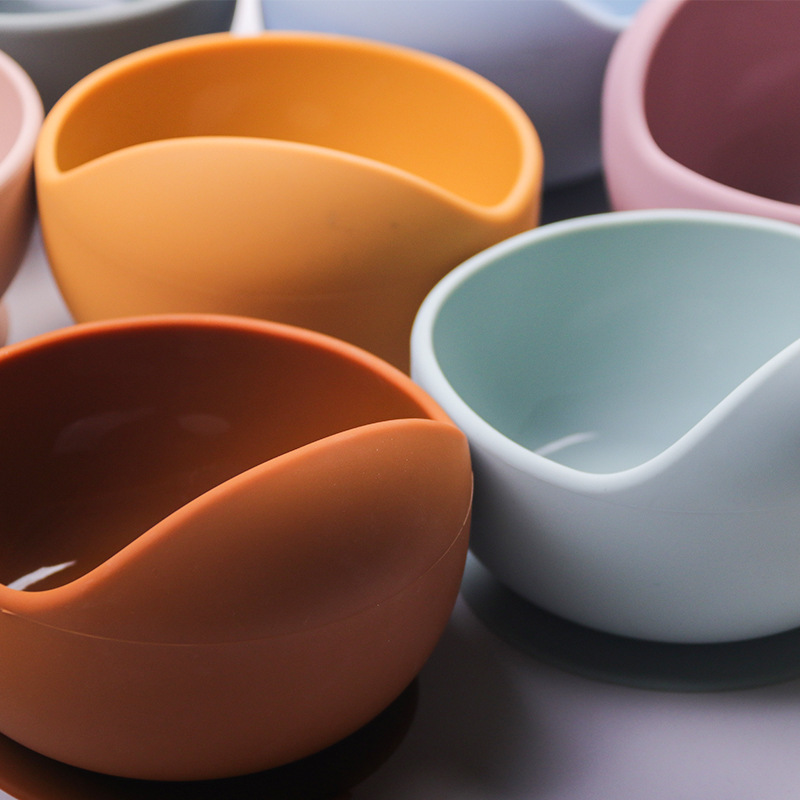 工厂婴儿碗勺硅胶餐具儿童木柄硅胶勺子儿童吸盘碗婴儿硅胶碗详情5