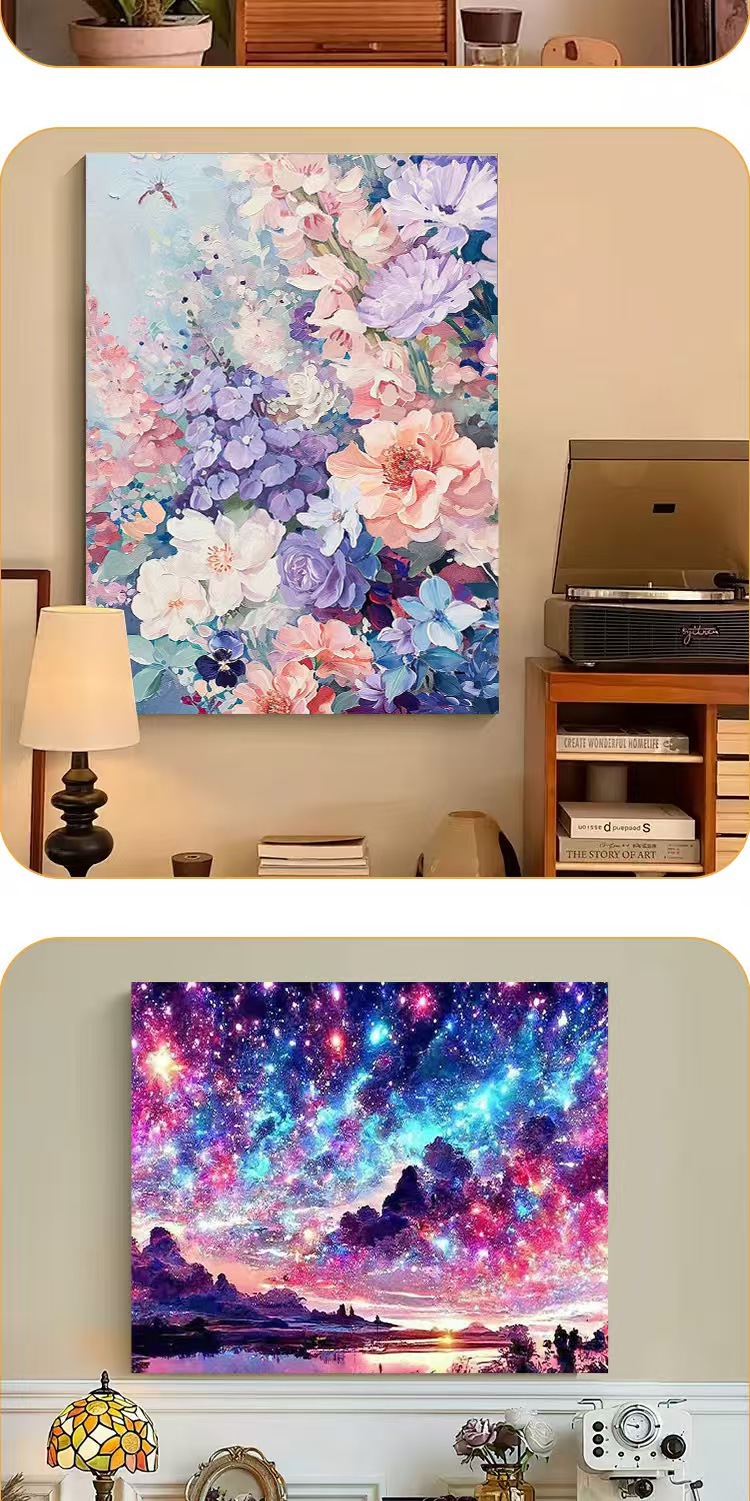 diy landscape diamond painting 5D hand-filled color flower Taiji cherry blossom decorative hanging artist home craft painting Square diamond landscape wall decoration pic 9