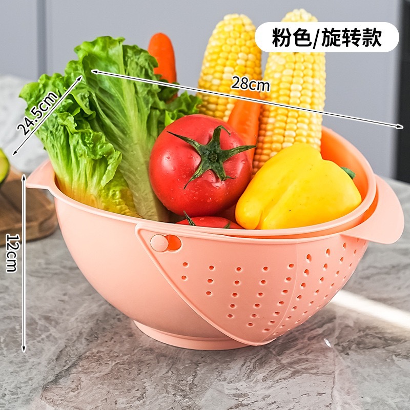 Kitchen household vegetable washing wonder: thickened rotating draining basket, vegetable washing basin, plastic basin, draining basin, fruit plate, rice-washing basin pic 9