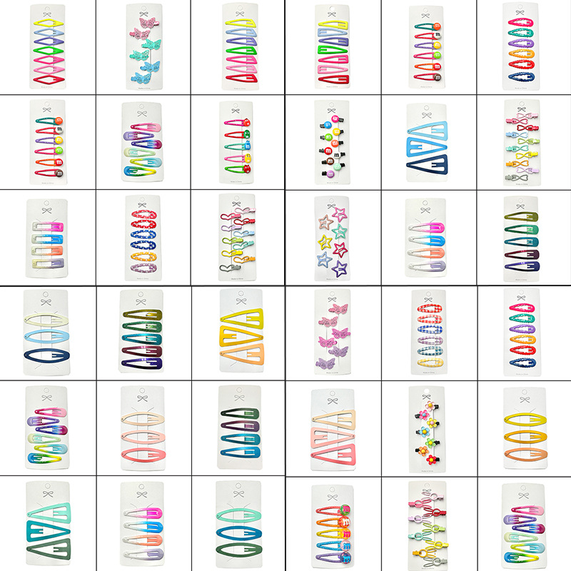 跨境外贸递交BB夹彩色烤漆鸭夹可爱儿童发式发卡亚马逊套装发饰详情1