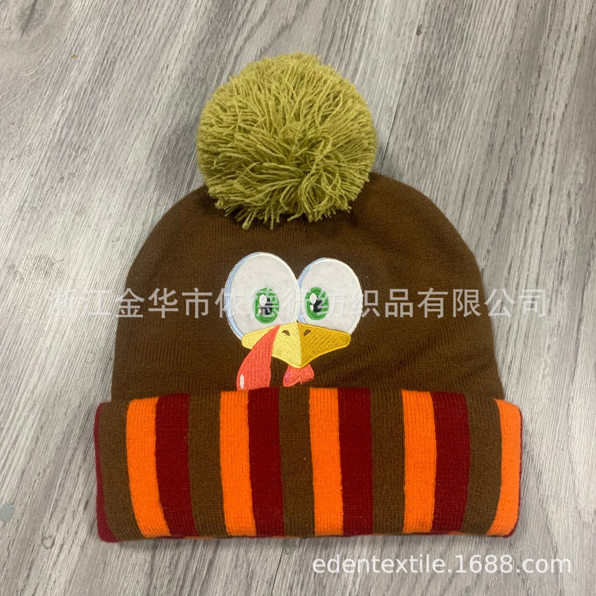 针织帽节日氛围感帽子感恩节火鸡帽刺绣卡通帽厂家直销跨境亚马逊详情9