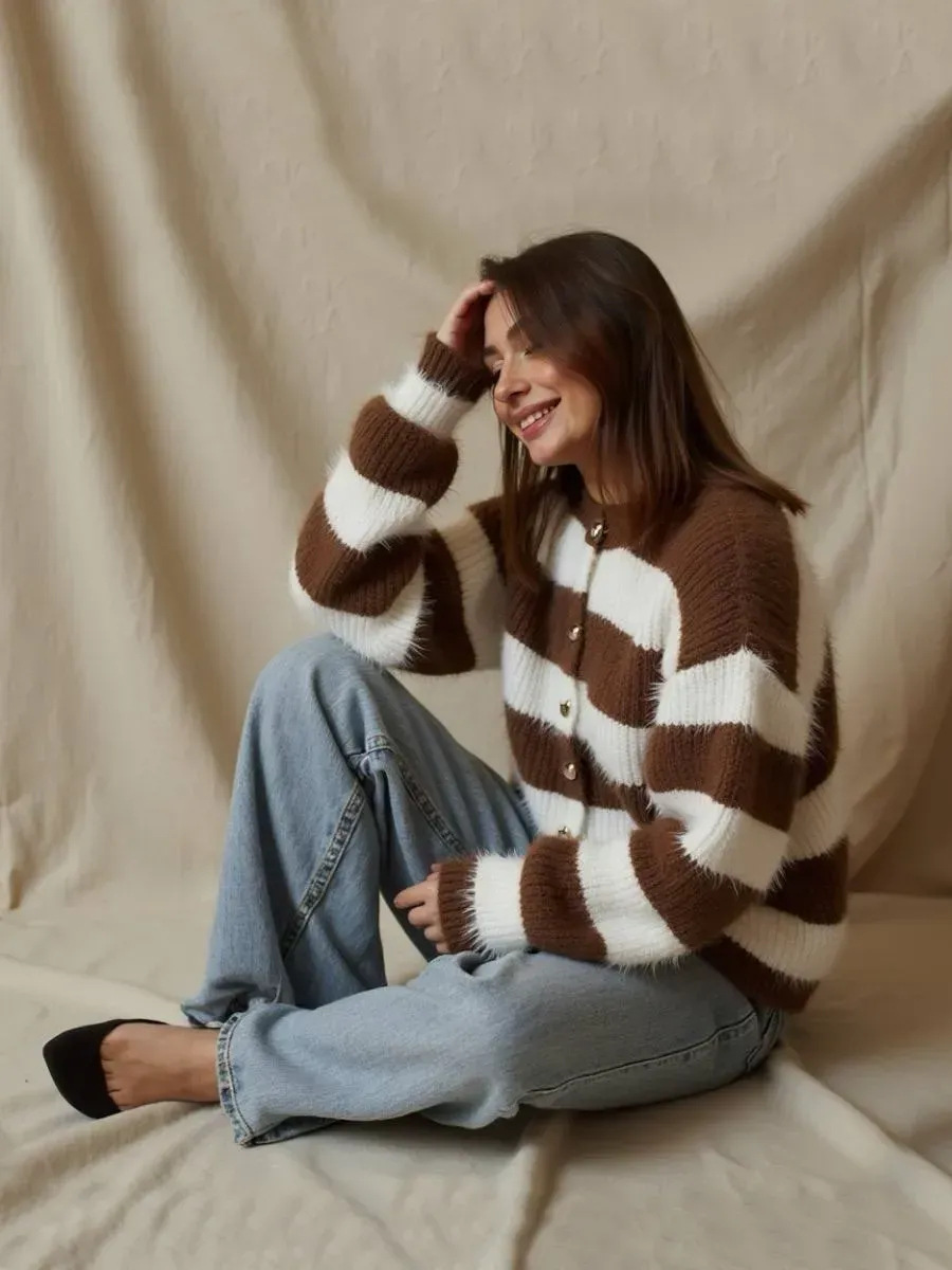 Vя з ana ый khari д г anv п olosku striped cardigan pic 4