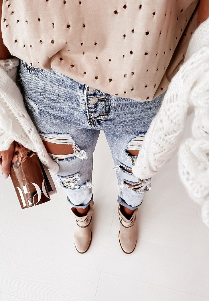 Cross-border trade Amazon 2022 Autumn/Winter new streetwear trendsetter Ripped, slimming denim pants for women pic 7