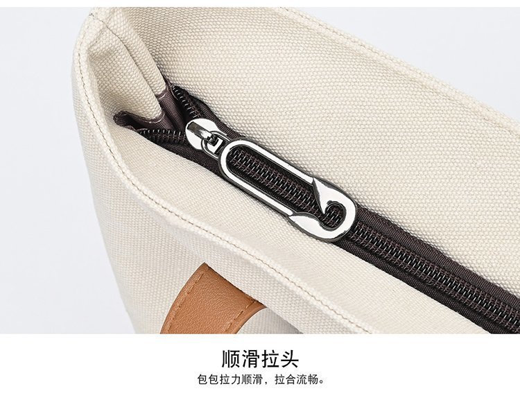 新款撞色复古帆布包简约女休闲包大容量单肩斜跨包时尚潮流手提包详情28