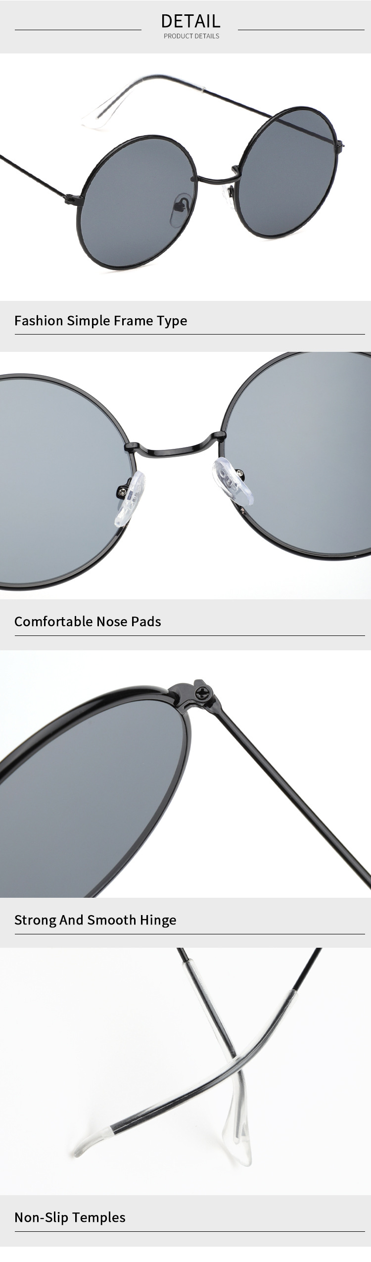 金属圆框眼镜男墨镜女高级感防晒墨镜防紫外线眼镜批发sunglasses详情8