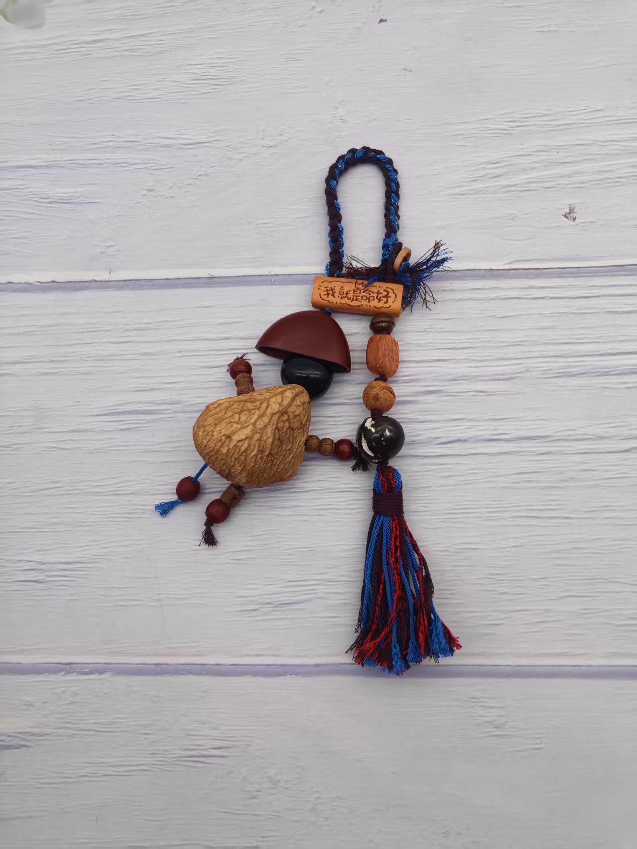 手工编织天然果壳疗愈系挂件景区热卖包包挂饰文玩包挂摇铃车挂详情1