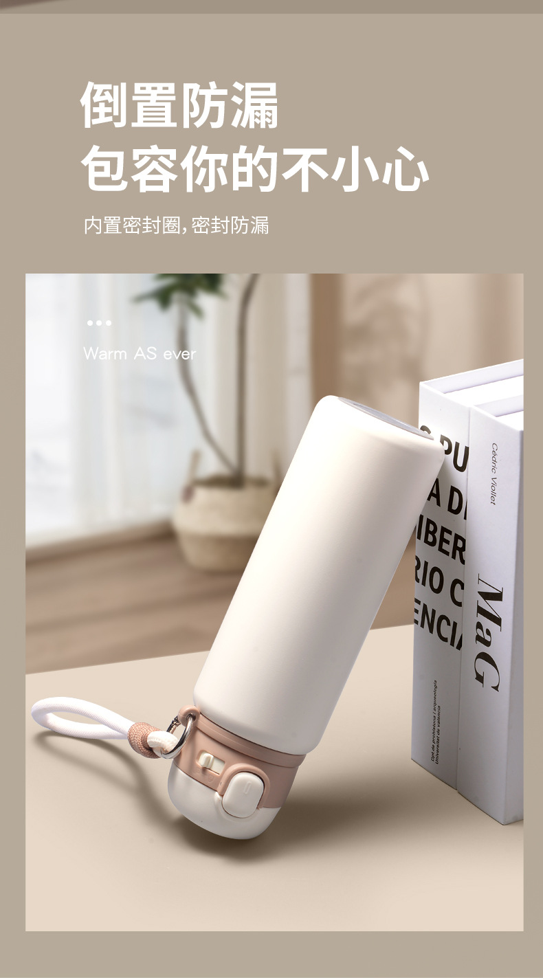 Simple press-type bouncing direct drinking cup, 316 stainless steel insulated, portable high appearance level water cup for female students pic 15