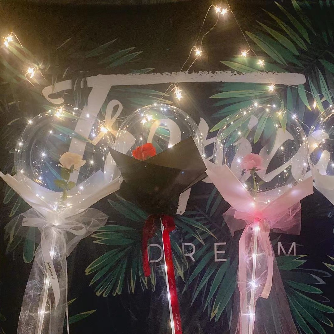 Factory wholesale transparent bounball, luminous birthday balloons, printed roses, night market decoration, street stalls, night market street stalls pic 9