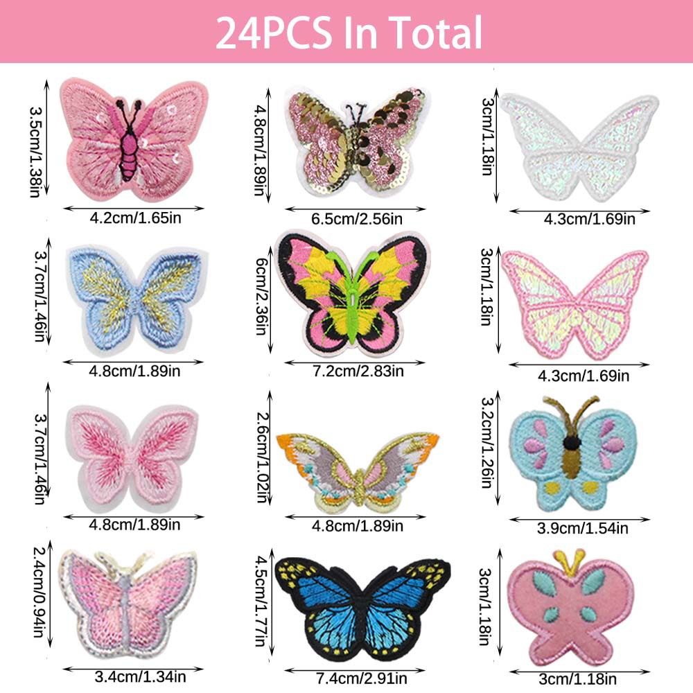 跨境新款彩色蝴蝶刺绣布贴多款组合装饰补丁贴纺织辅料布贴详情5