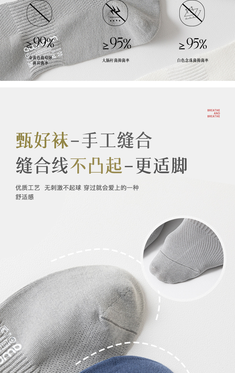 袜子男春夏新款船袜纯棉网眼印字短袜日系简约百搭低帮纯色运动袜详情12