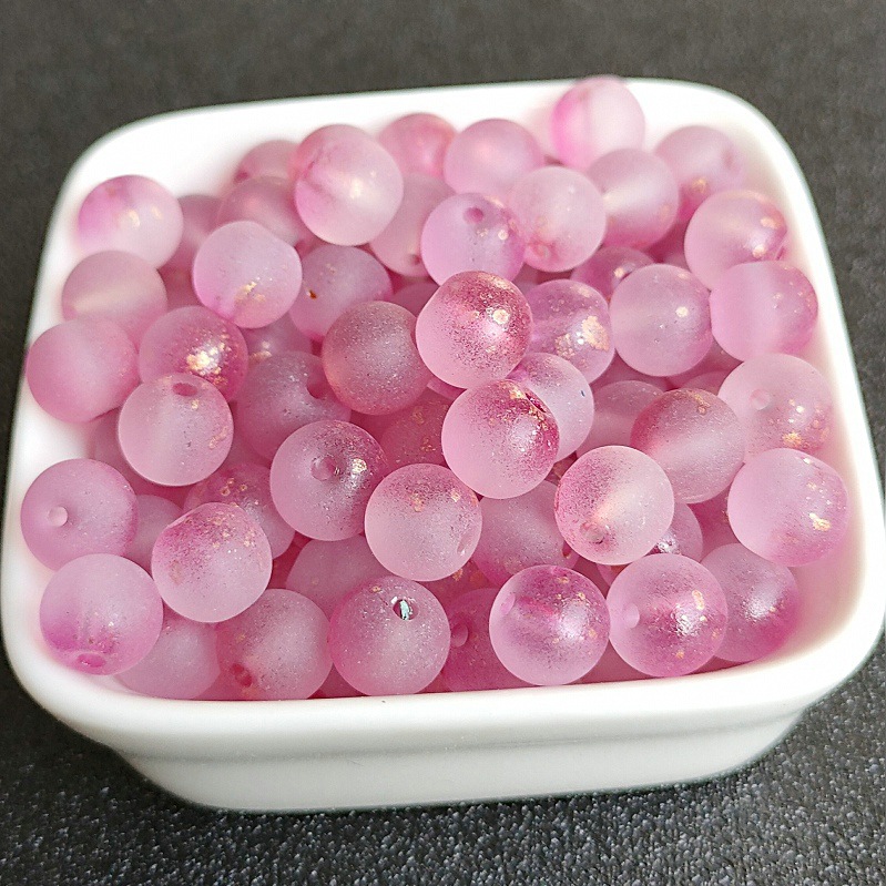 8/10mm直孔洒金磨砂圆珠手工编制手串手链项链琉璃珠子古风配件详情14