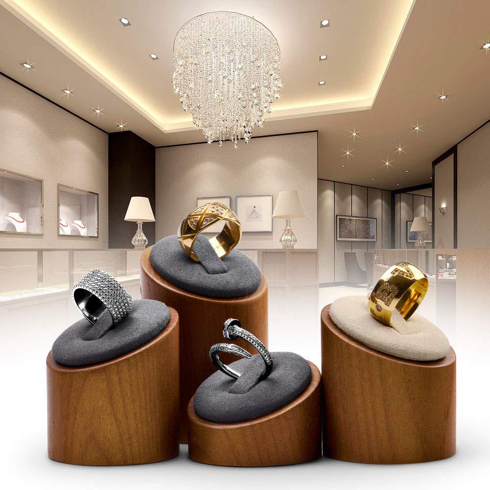 实木绒布戒指展示座珠宝店戒指陈列道具首饰展示架饰品收纳摆件详情2