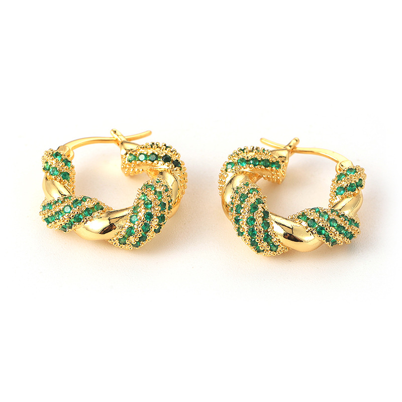 欧美ins风几何耳圈女简约轻奢锆石耳钉高级感时尚设计麻花耳环饰详情22