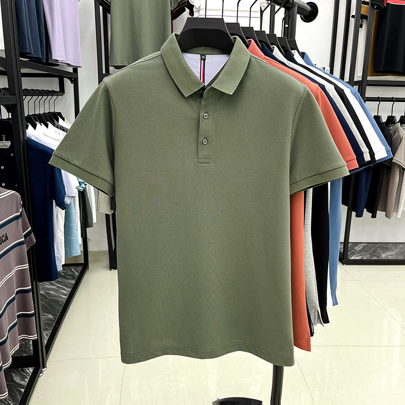 细珠地纯棉polo衫短袖男夏季新款中年纯色商务休闲翻领男士t恤详情13