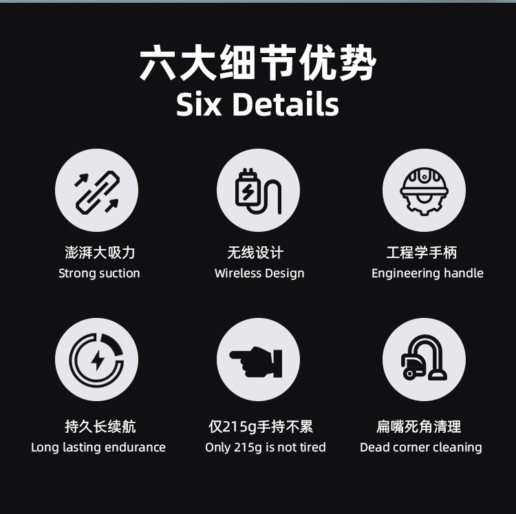 Mini car vacuum cleaner, long-lasting dust removal, handheld wireless indoor desktop cleaning, low-noise charging model pic 9