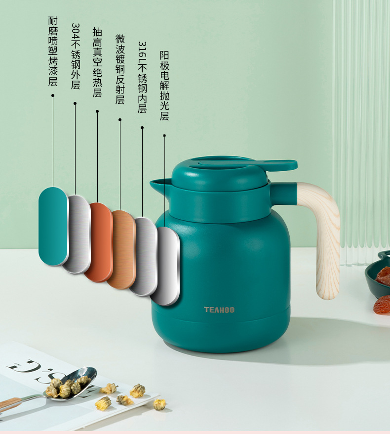 琪虎316不锈钢保温壶大容量咖啡壶家用热水壶焖茶壶暖水瓶礼品详情6