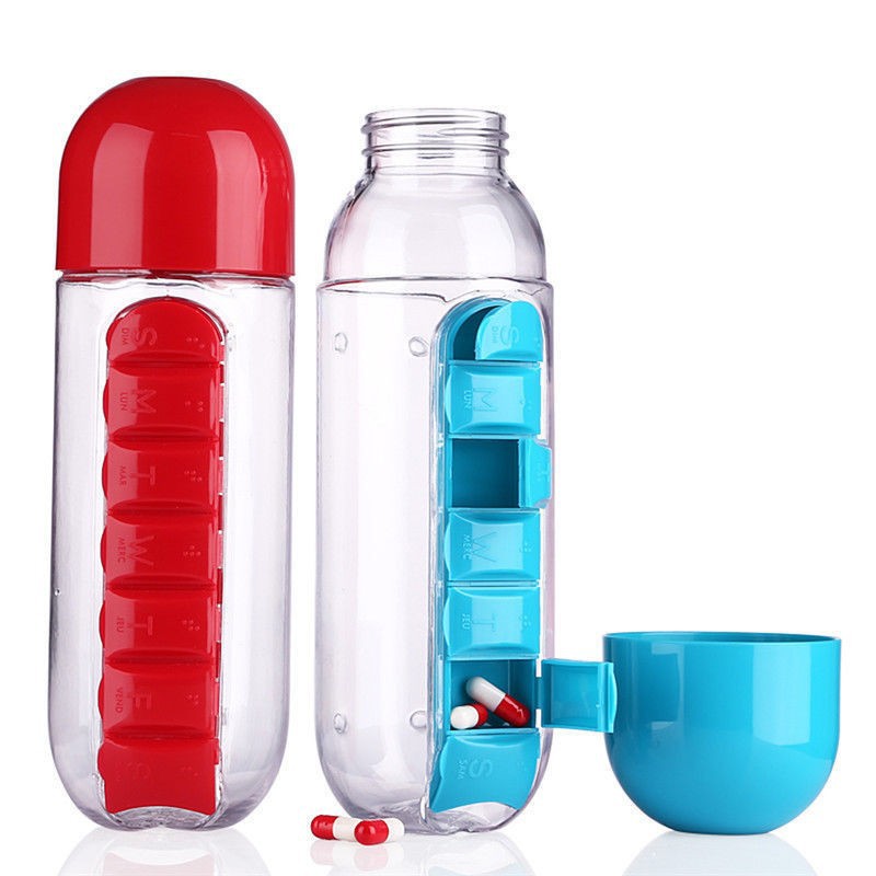 Multi-functional two-in-one creative water cup, medicine box, seven-day medicine box, 7-compartment outdoor portable water bottle, medicine box, cup pic 7