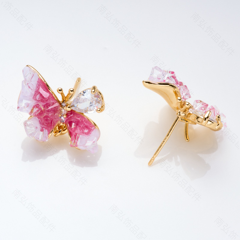 Pearl ring, earneedle pendant, three-piece set, empty stand, butterfly oil-dripping crystal, DIY light luxury, high quality Yiwu supply pic 5