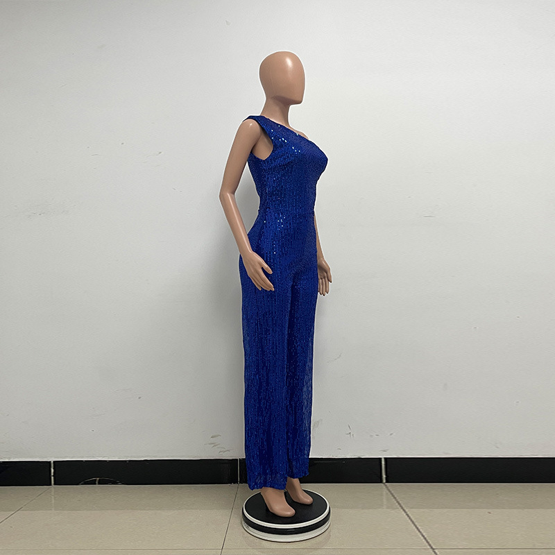 新中式无袖连体衣独立站夏季单肩亮片连体裤女批发详情23