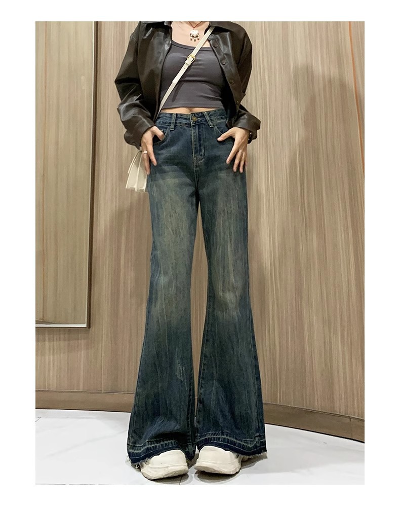复古微喇牛仔裤女2024年新款高腰显瘦不贴腿休闲阔腿喇叭裤子春秋详情10