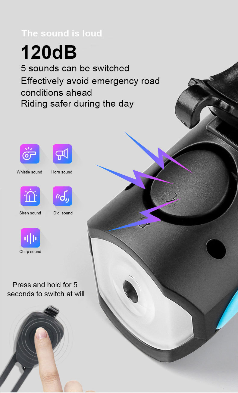 7588 Bicycle Light, Night Riding Warning light, mountain bike accessories, usb charging headlight, horn, led bicycle headlight pic 5