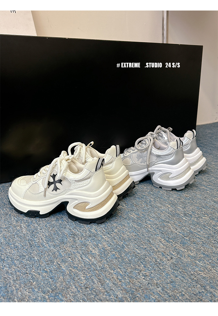 苏茵茵同款增高7.5cm~十字花厚底休闲运动鞋女厚底老爹鞋跑步鞋详情28