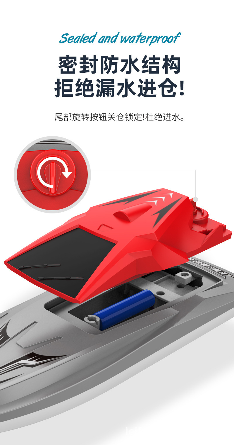 New cross-border remote-controlled boat, wireless electric, long-range, high-speed, 2.4G rechargeable speedboat model, mini for children on water pic 9