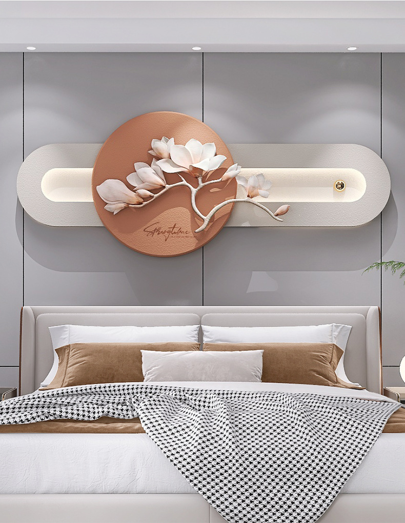 Light luxury and simple sofa, living room background wall decorative painting, Nordic living room bedroom art hanging painting, relief headboard light mural pic 5