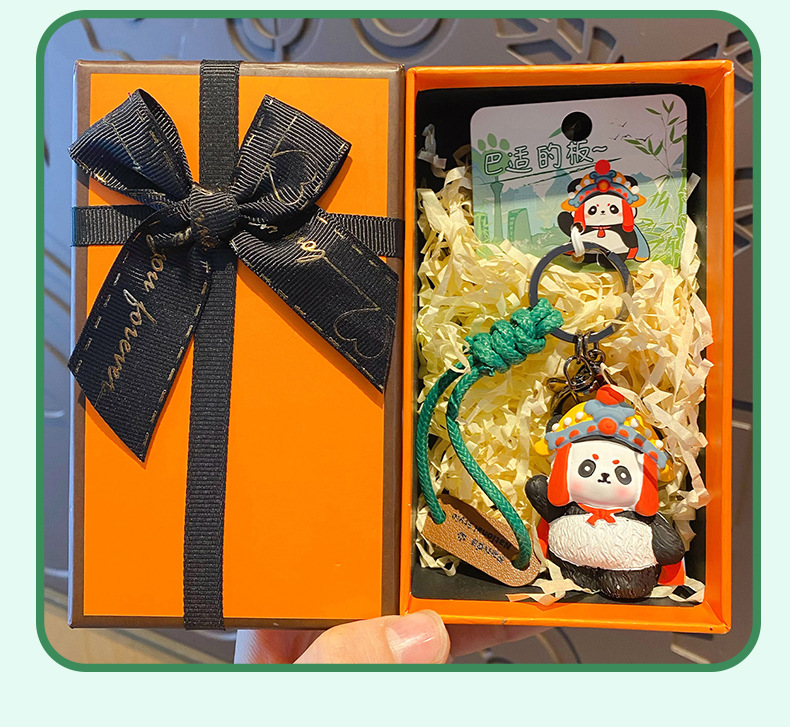 百茂原创四川风熊猫系列钥匙扣女可爱树脂公仔玩偶钥匙链书包挂件详情18