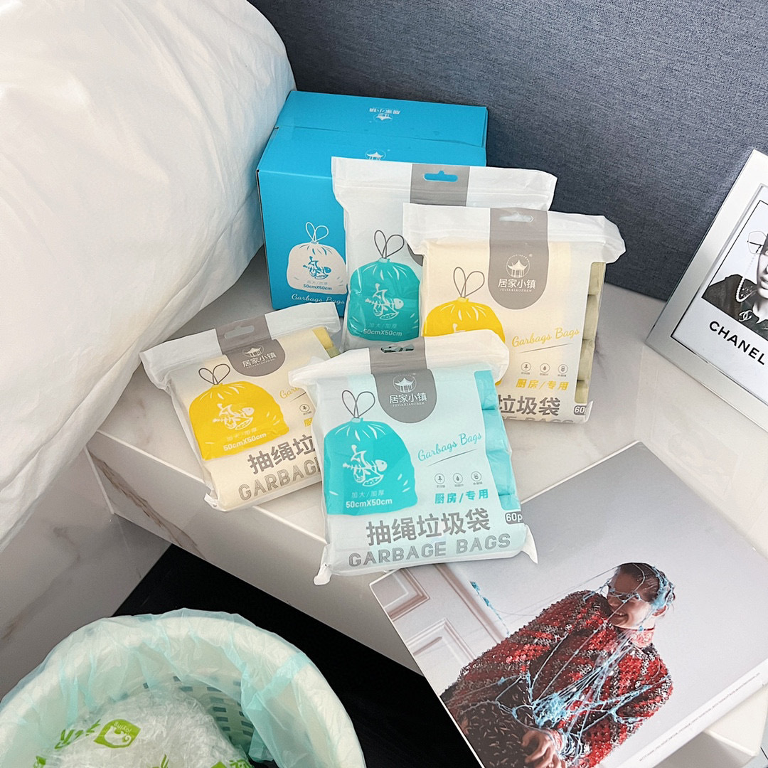 厨房专用抽绳垃圾袋盒装加大加厚手提式自动收口垃圾袋现货批发详情21