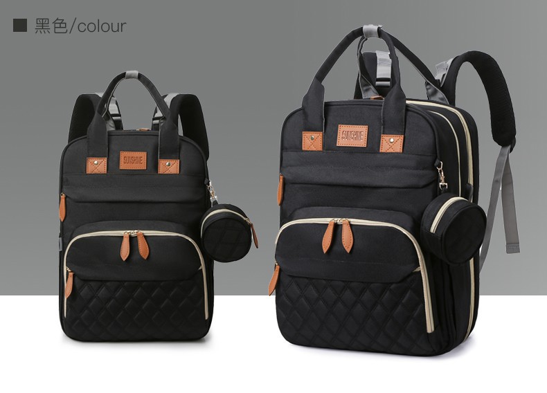 跨境高级感双肩背包多功能妈咪包母婴外出轻便大容量折叠婴儿床包详情30