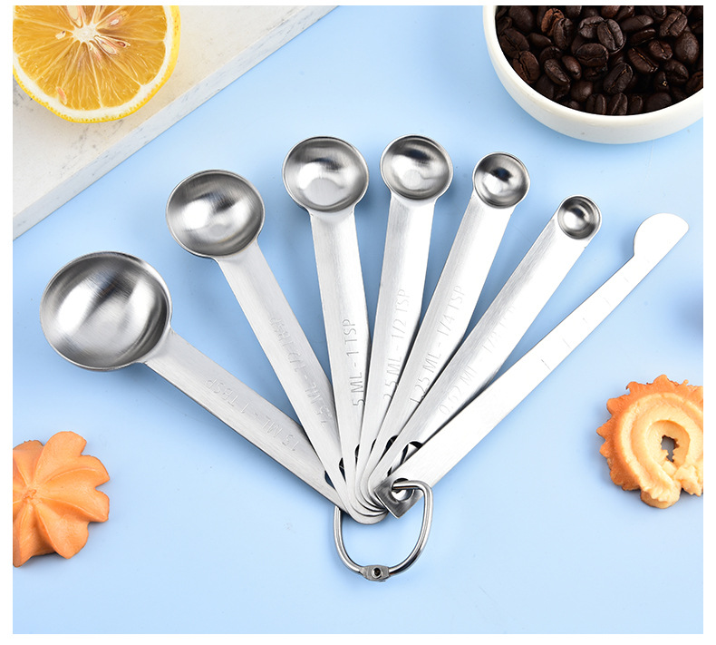 430不锈钢量匙量杯7件套带刻度量勺套装调料勺咖啡勺量具烘焙工具详情10