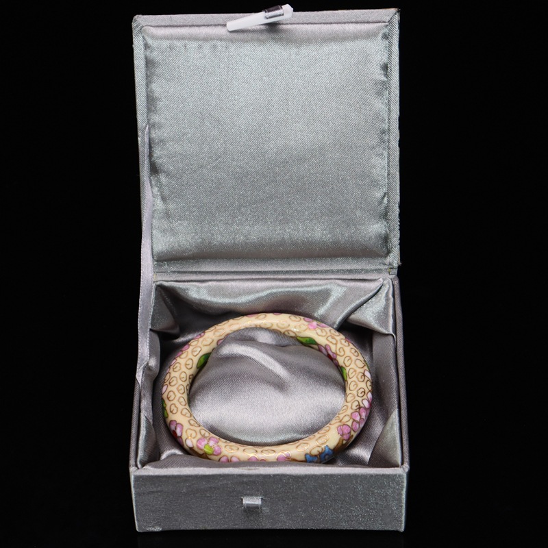 Beijing Cloisonne Classical Ethnic Style Jewelry Traditional Copper body Cloisonne Enamel 12# Round Bracelet (Plated with Real gold) pic 11