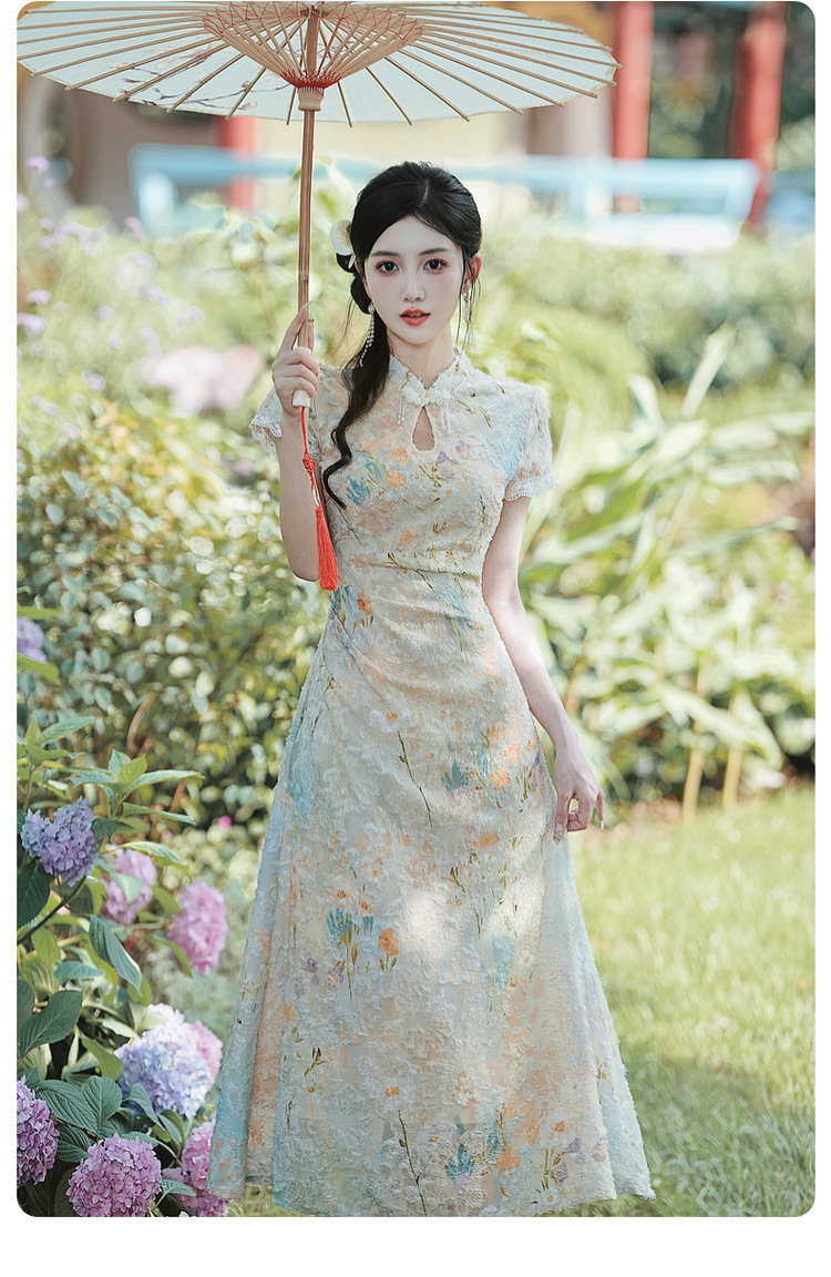 New Chinese-style traditional Chinese style cheongsam improvement young girl daily slimming and elegant dress for Summer 2025 new style pic 9
