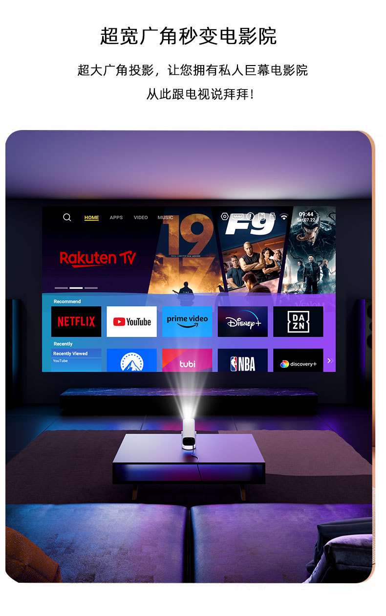 跨境便携投影仪1080P家用办公卧室投墙家庭小型影院 4K投影机批发详情10