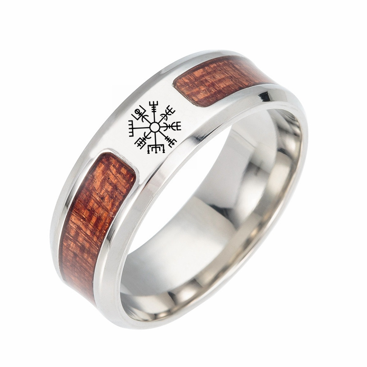 New half-circle wood grain jewelry from Europe and America, Celtic knot, Rune ring, Viking ring, Amazon new style pic 7