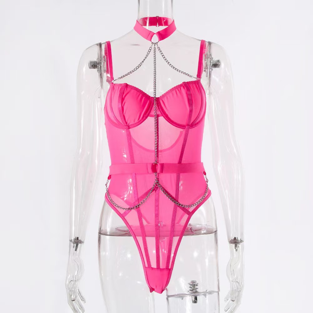 外贸货源跨境欧美新款性感链条裸肩连体情趣内衣套装支持代发厂家直销详情9