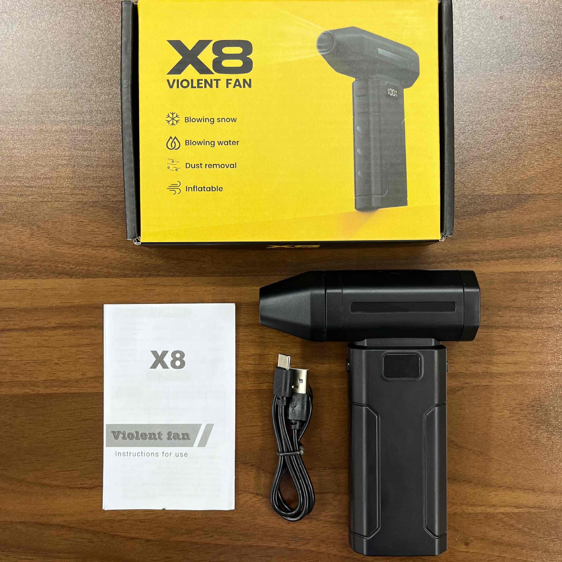 跨境新款X8暴力风扇高速增压飓风涡轮鼓风机无线手持便携式吹风机详情6