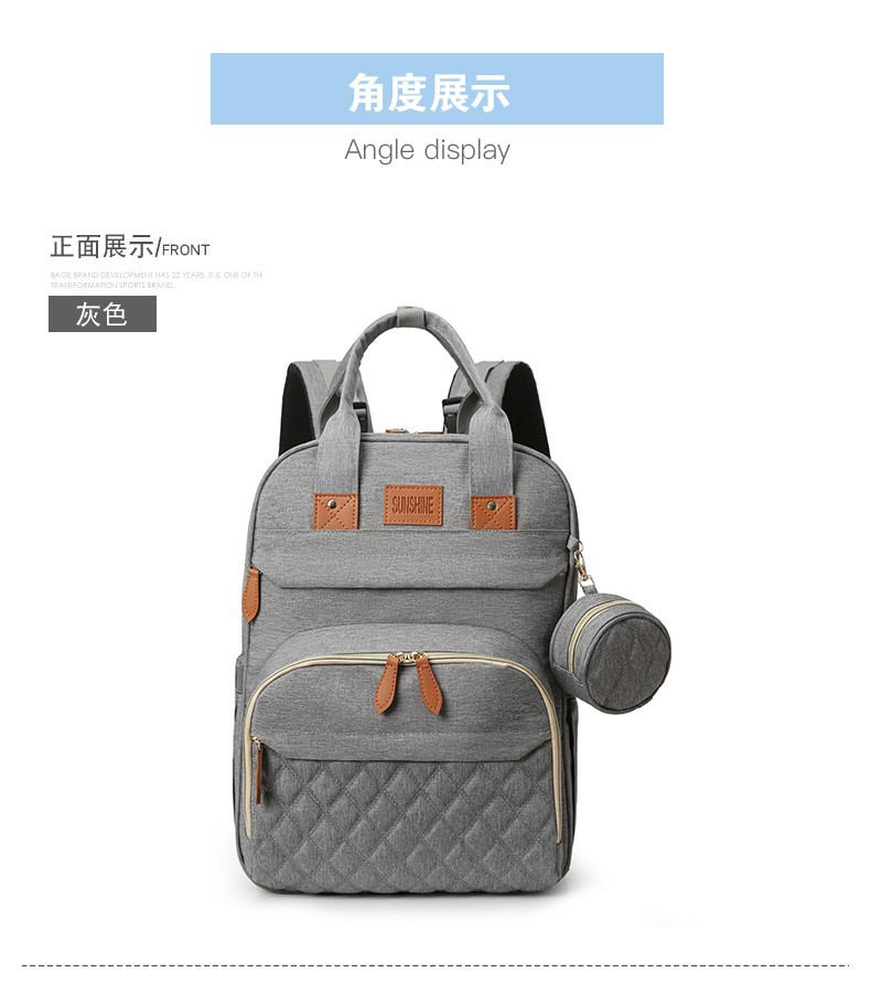 跨境高级感双肩背包多功能妈咪包母婴外出轻便大容量折叠婴儿床包详情29