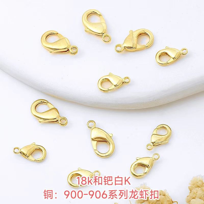 diy饰品901902纯铜镀18K真金包金保色龙虾扣水滴弹簧扣串珠配件详情4