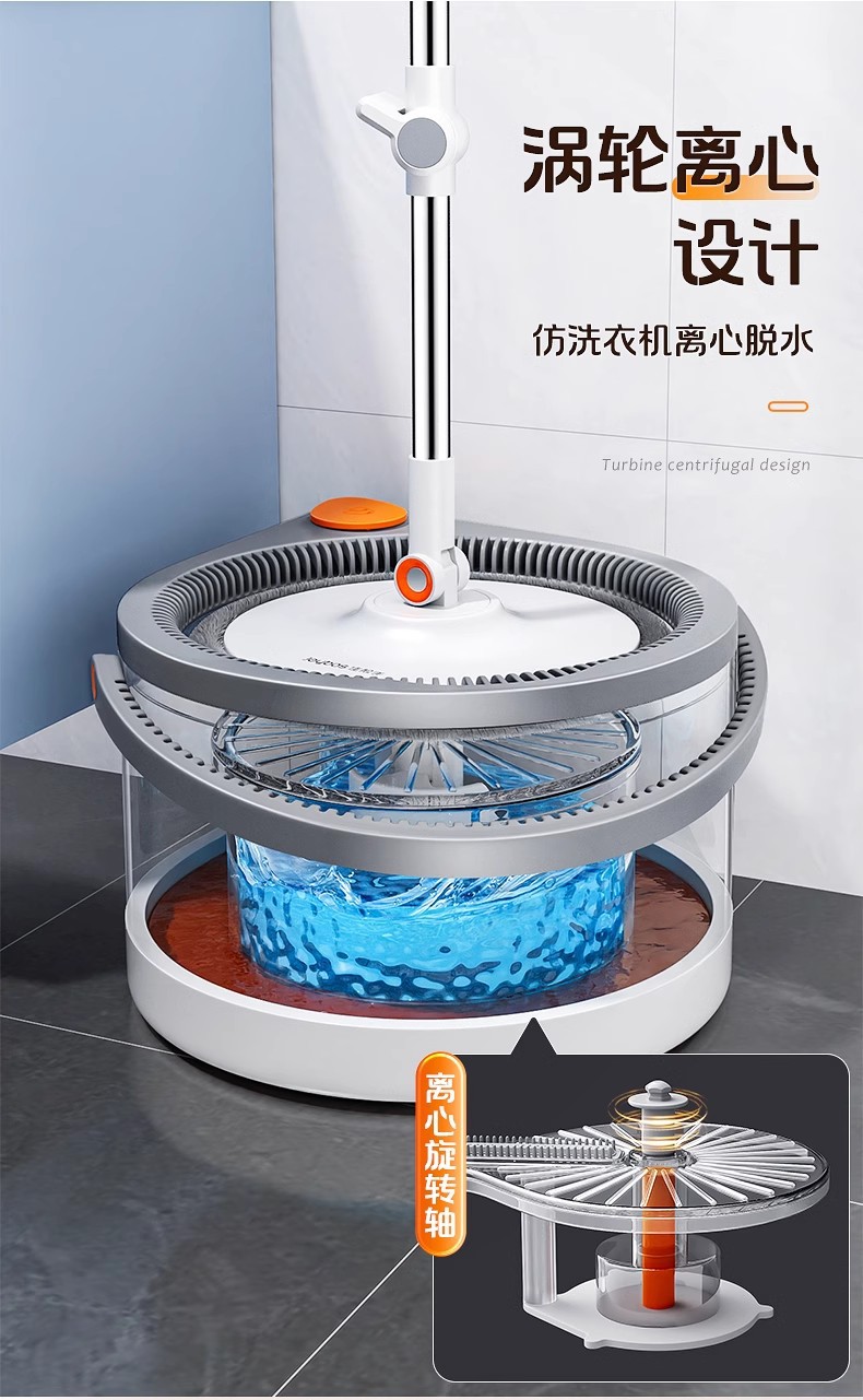 2024 New rotating mop with dirt separation for lazy household use, one mop clean, automatic rotating single bucket pic 7