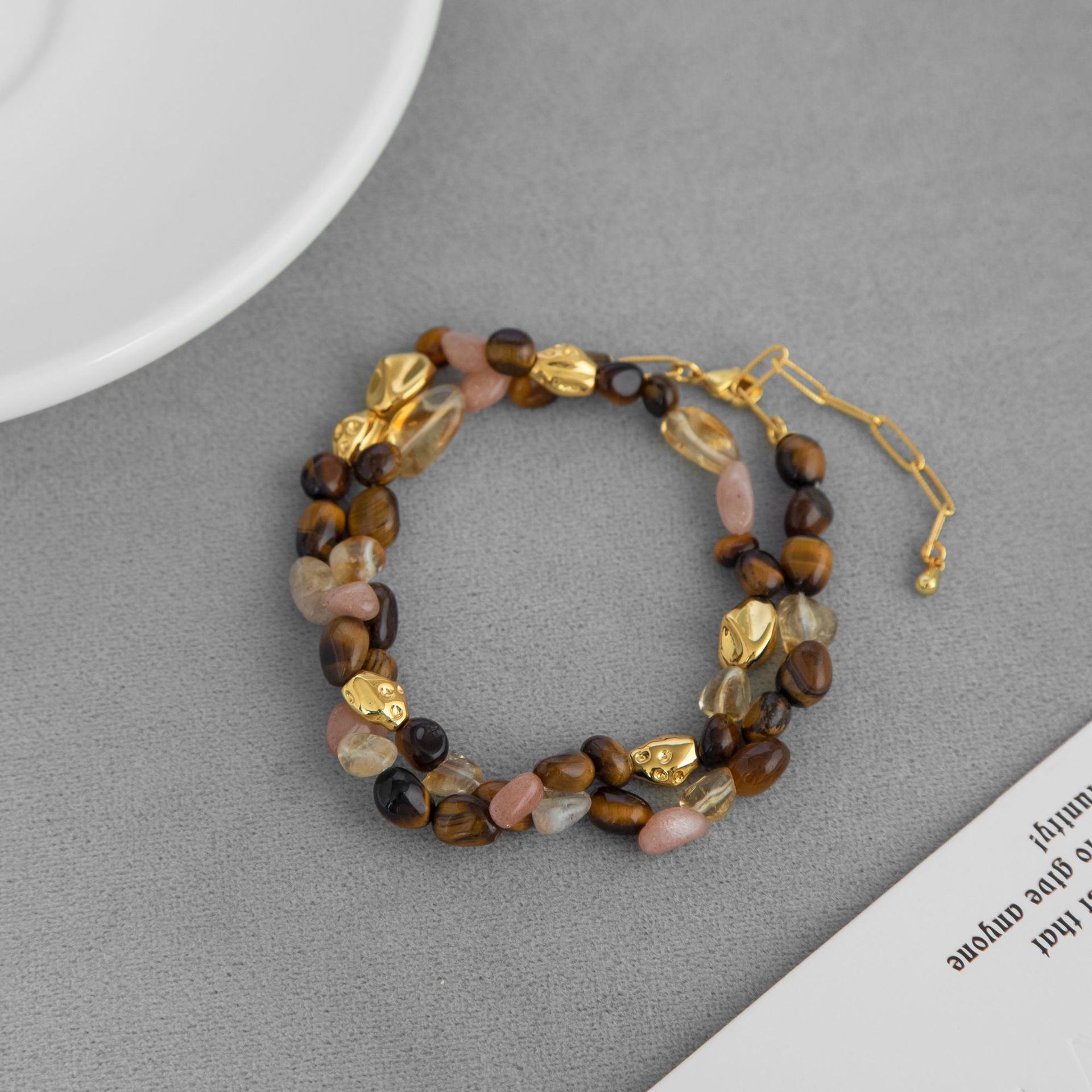 MONV*家虎眼石项链 新中式小众设计不规则天然黑玛瑙串珠锁骨链详情8