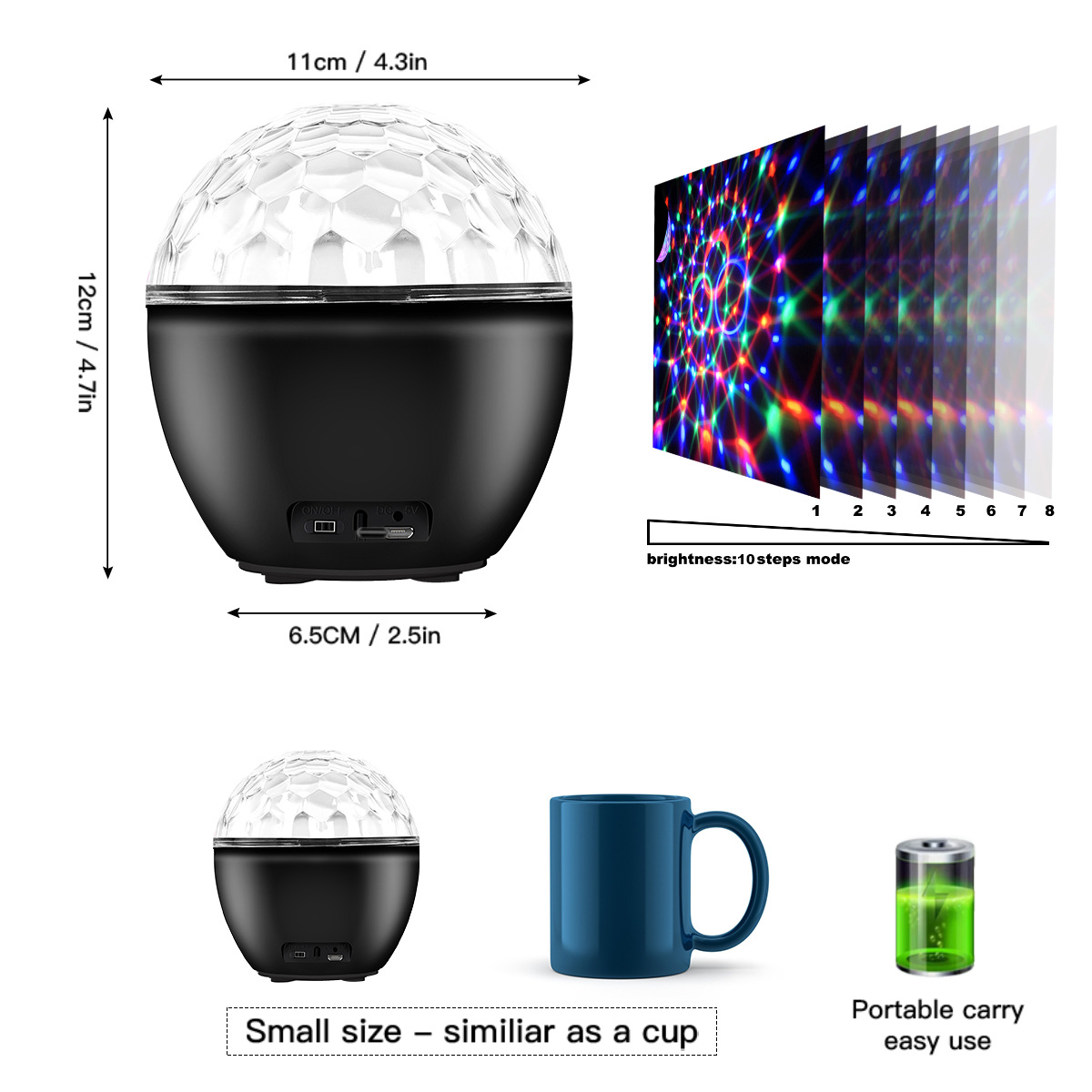Bluetooth magic ball light, LED stage with sound box, crystal disco party, disco atmosphere, projection gift pic 7