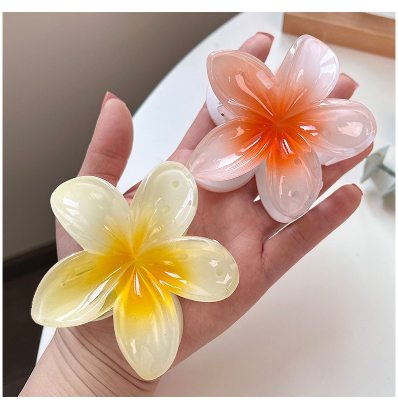 鸡蛋花大号头发抓夹发夹子头饰发卡子女爪夹鲨鱼夹海边拍照摄影用详情5
