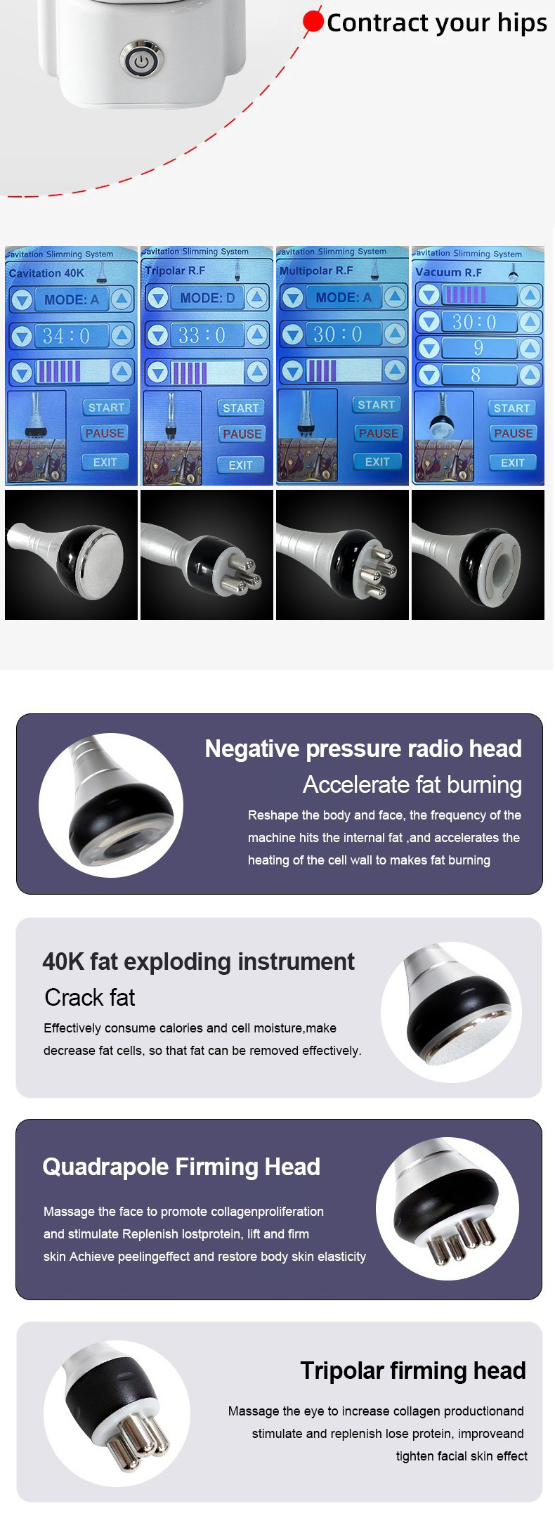 Direct sales from the manufacturer of the new cross-border four-in-one beauty device, 40k skin rejuvenation device, and the slimming device specially designed for beauty salons pic 2