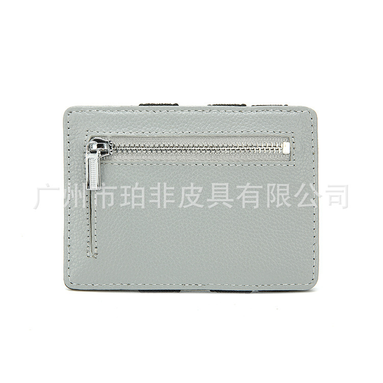 Lychee-patterned cowhide magic wallet, card case, wallet, zipper, coin bag, two-fold card holder, can be added with logo, any material pic 10