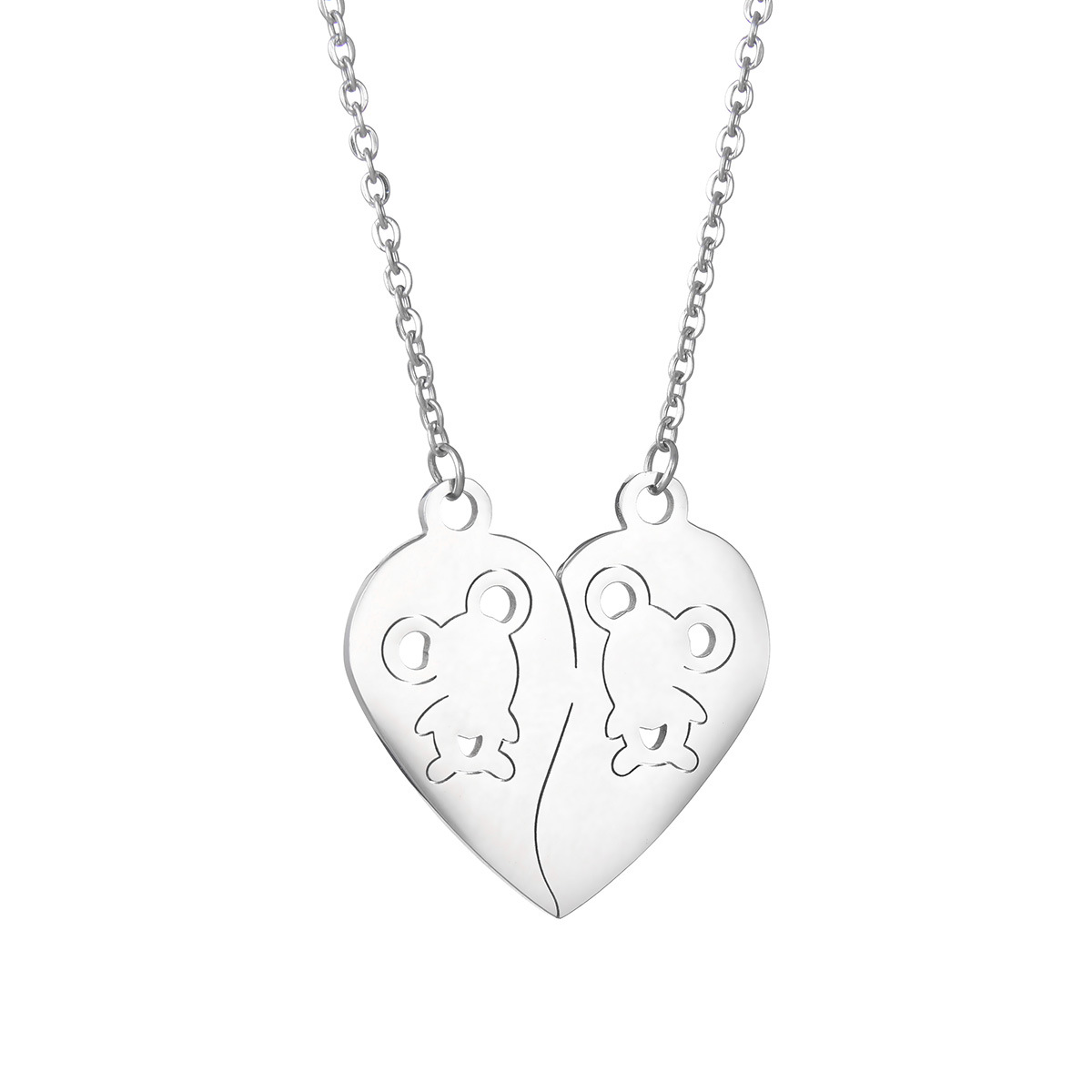 New popular couple necklaces in Europe and America, heart-shaped double-piece pendants, non-fading stainless steel jewelry factory wholesale pic 18
