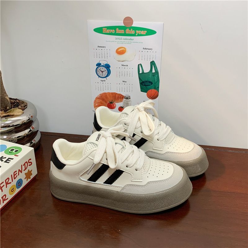 小众甜美厚底板鞋女款2025春秋季百搭德训鞋内增高休闲运动小白鞋详情8