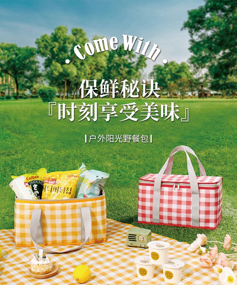 Picnic insulated bag, picnic ice wrap, lunch box bag, outdoor insulated bag, thickened insulated bag, ice wrap, hand-held insulated bag pic 1